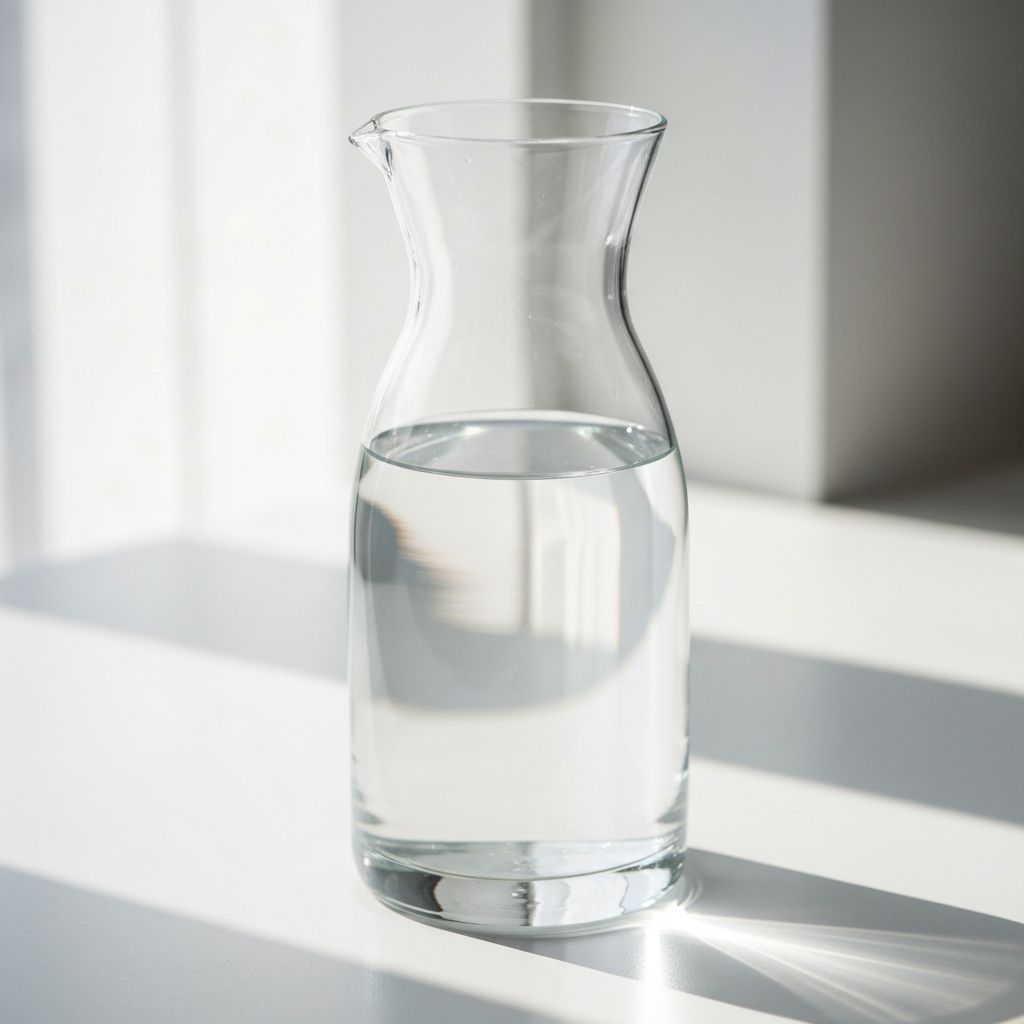 Glass carafe with clear water